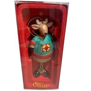 Gift Gallery By Fitz and Floyd Bell Reindeer Christmas Ornament 7" NOS